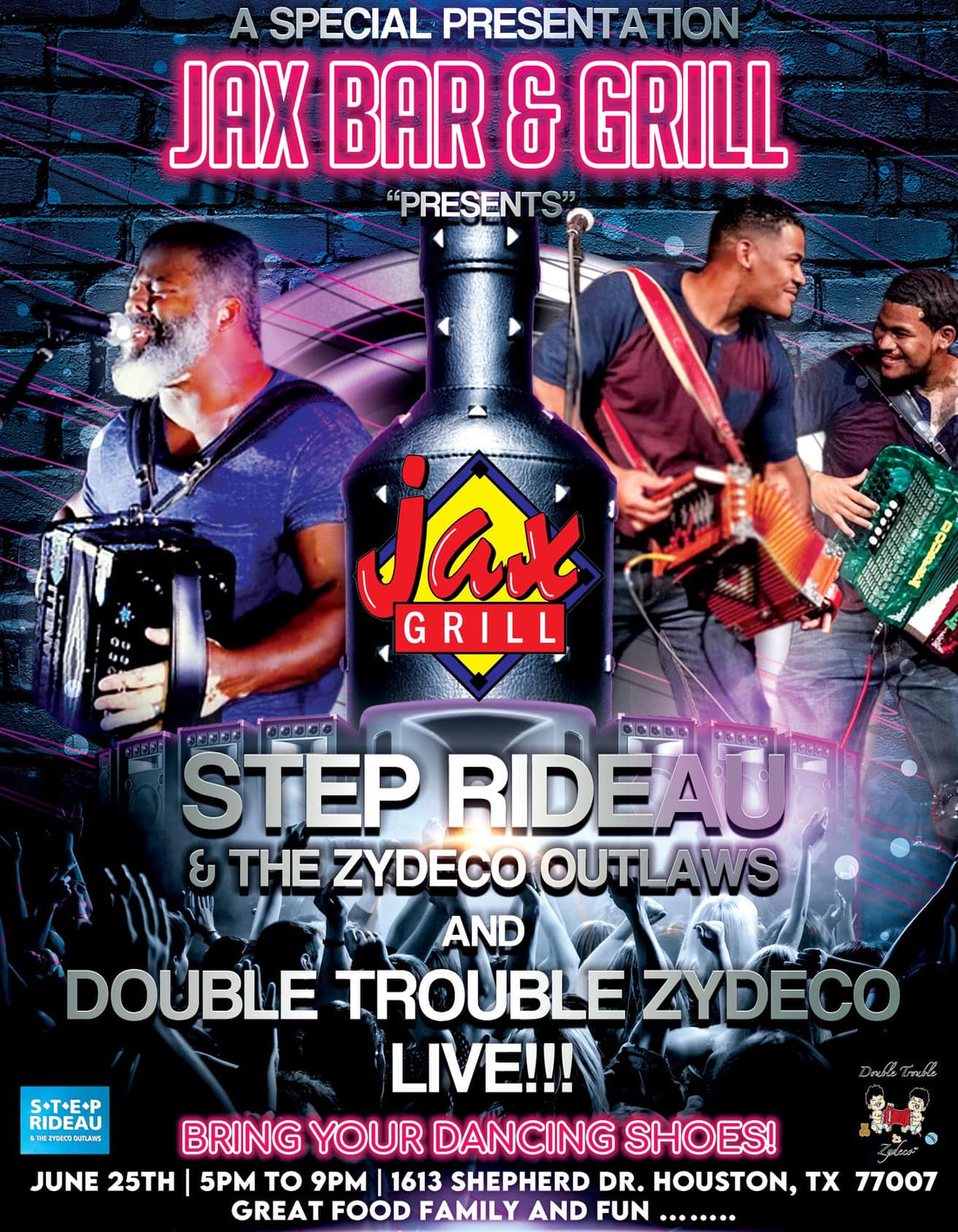 Join clients Double Trouble Zydeco along with Mr. Step Rideau & The Zydeco Outlaws
